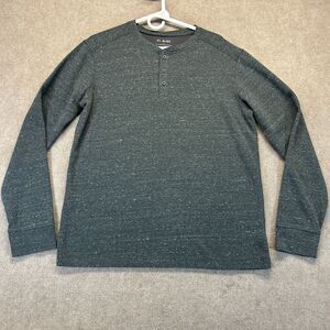 01.ALGO Performance Henley Shirt Mens Large Gray Flecked Long Sleeve Waffle Knit